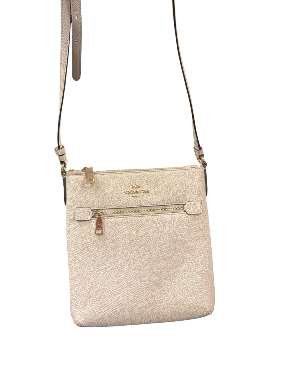 Coach Pebbled Leather Crossbody in Light Beige with Gold Hardware